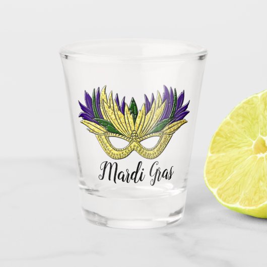 Mardi Gras Mask Jouw tekst Shot Glas (Voorkant)