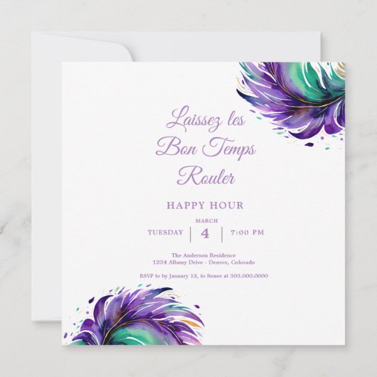 Mardi Gras Mask Kaart (Achterkant)