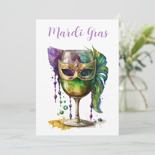 Mardi Gras Mask Kaart (Staand voorkant)