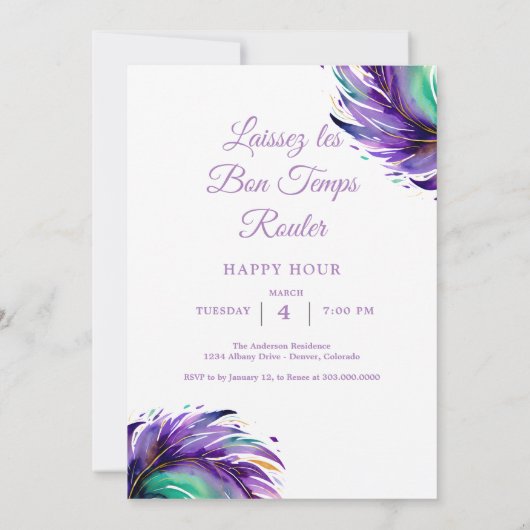 Mardi Gras Mask Kaart (Achterkant)