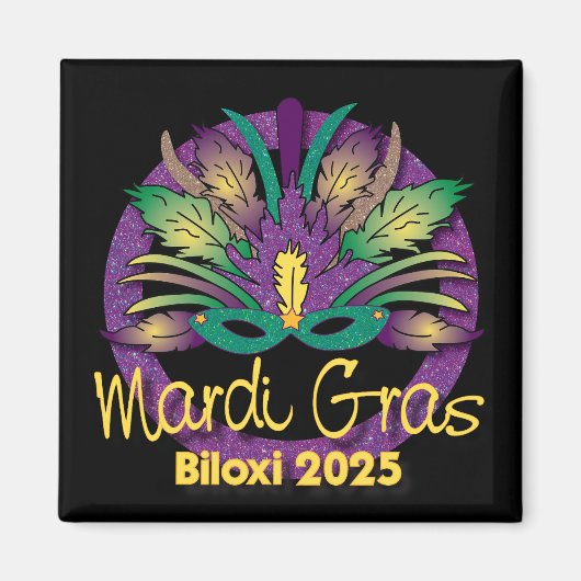 Mardi Gras Mask Magnet - 2025 - Biloxi, MS (Voorkant)