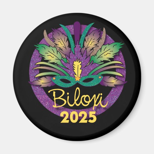 Mardi Gras Mask Magnet - 2025 - Biloxi, MS (Voorkant)