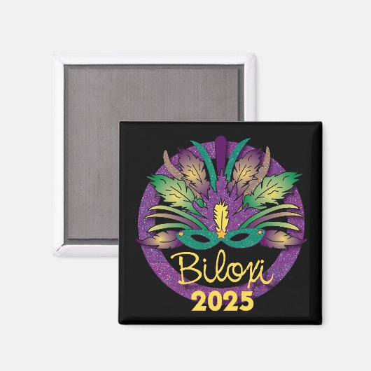 Mardi Gras Mask Magnet - 2025 - Biloxi, MS (Voorkant / Achterkant)