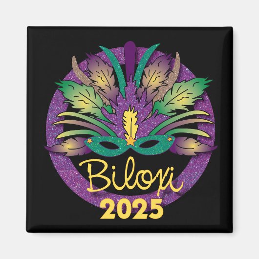 Mardi Gras Mask Magnet - 2025 - Biloxi, MS (Voorkant)
