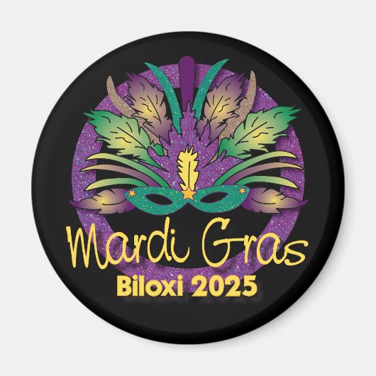 Mardi Gras Mask Magnet - 2025 - Biloxi, MS (Voorkant)