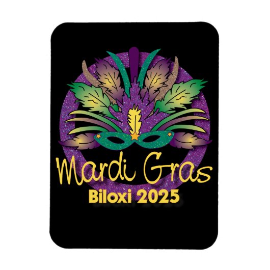 Mardi Gras Mask Magnet - 2025 - Biloxi, MS Magneet (Verticaal)
