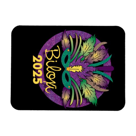 Mardi Gras Mask Magnet - 2025 - Biloxi, MS Magneet (Horizontaal)