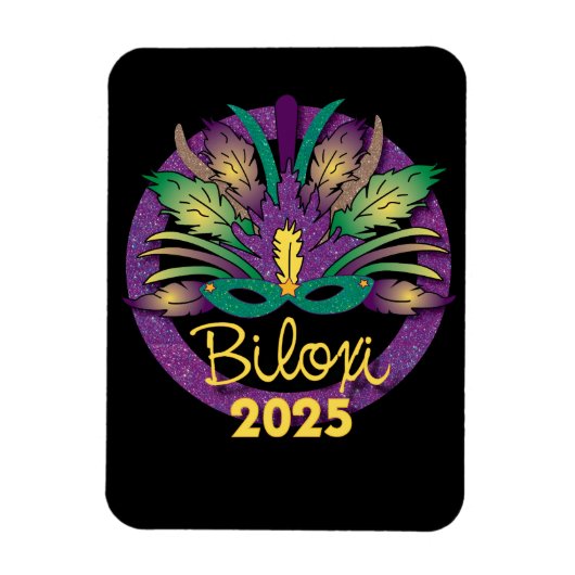 Mardi Gras Mask Magnet - 2025 - Biloxi, MS Magneet (Verticaal)