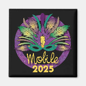 Mardi Gras Mask Magnet - 2025 - Mobiel, AL (Voorkant)
