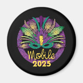 Mardi Gras Mask Magnet - 2025 - Mobiel, AL (Voorkant)