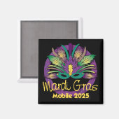 Mardi Gras Mask Magnet - 2025 - Mobiel, AL (Voorkant / Achterkant)