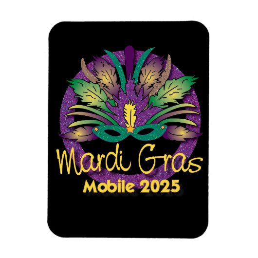 Mardi Gras Mask Magnet - 2025 - Mobiel Magneet (Verticaal)