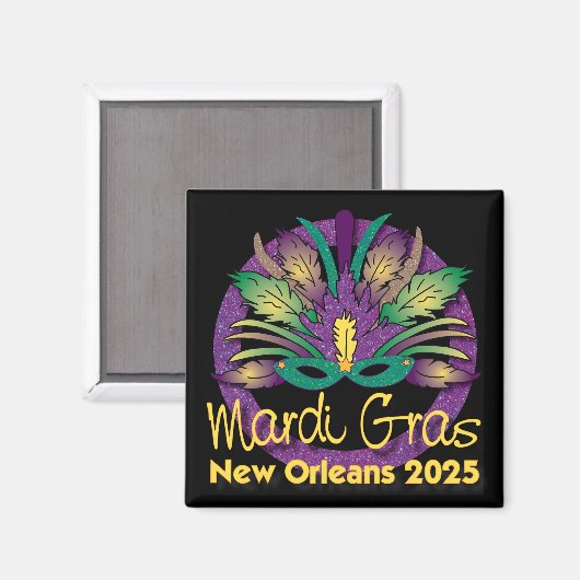Mardi Gras Mask Magnet - 2025 - New Orleans (Voorkant / Achterkant)