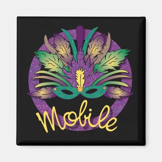 Mardi Gras Mask Magnet - Mobile, AL (Voorkant)