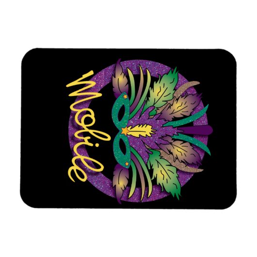 Mardi Gras Mask Magnet - Mobile, AL Magneet (Horizontaal)
