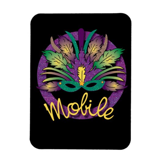 Mardi Gras Mask Magnet - Mobile, AL Magneet (Verticaal)