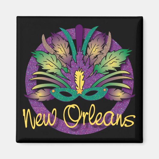 Mardi Gras Mask Magnet - New Orleans, LA (Voorkant)