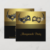 Mardi Gras Mask Masquerade Party Kaart (Voorkant / Achterkant)