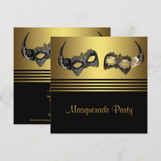 Mardi Gras Mask Masquerade Party Kaart (Voorkant / Achterkant)