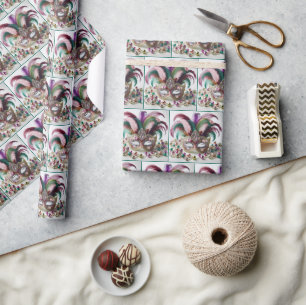 Mardi Gras Mask met juwelen Cadeaupapier