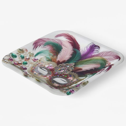 Mardi Gras Mask met juwelen Papieren Bordje (Gebogen)