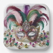 Mardi Gras Mask met juwelen Papieren Bordje (Voorkant)