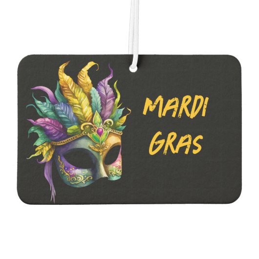 Mardi Gras Mask op Black Faux Wrapped Canvas Luchtverfrisser (Achterkant)