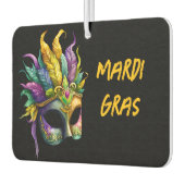 Mardi Gras Mask op Black Faux Wrapped Canvas Luchtverfrisser (Links)