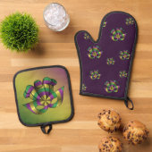 Mardi Gras Mask Ovenwant & Pannenlap Set (Top down)