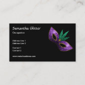 Mardi Gras Mask Paars Green Gold Sparkles Black Visitekaartje (Voorkant)