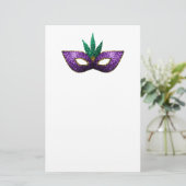 Mardi Gras Mask Paars Green Gold Sparkles Briefpapier (Staand voorkant)