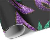 Mardi Gras Mask Paars Green Gold Sparkles Cadeaupapier (Rol Hoek)