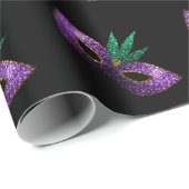 Mardi Gras Mask Paars Green Gold Sparkles Cadeaupapier (Rol Hoek)