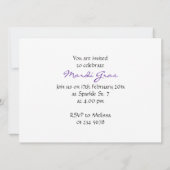 Mardi Gras Mask Paars Green Gold Sparkles Invite Kaart (Achterkant)