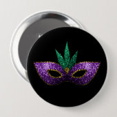 Mardi Gras Mask Paars Green Gold Sparkles Ronde Button 4,0 Cm (Voorkant /achterkant)