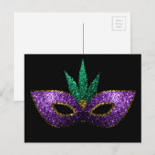 Mardi Gras Mask Paars Green Gold Sparkles zwart Briefkaart (Voorkant / Achterkant)