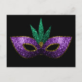 Mardi Gras Mask Paars Green Gold Sparkles zwart Briefkaart (Voorkant)