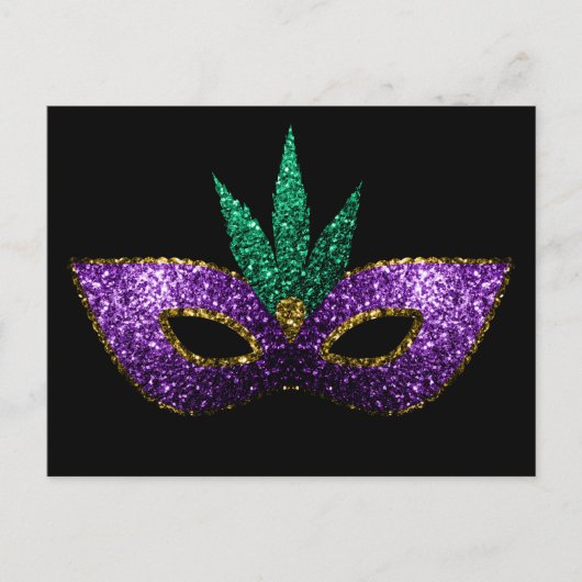 Mardi Gras Mask Paars Green Gold Sparkles zwart Briefkaart (Voorkant)