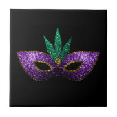 Mardi Gras Mask Paars Green Gold Sparkles zwart Tegeltje (Voorkant)