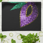 Mardi Gras Mask Paars Green Gold Sparkles zwart Theedoek (Gevouwen)