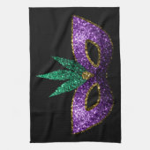Mardi Gras Mask Paars Green Gold Sparkles zwart Theedoek (Verticaal)
