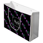 Mardi Gras Mask Paars Green Sparkles Monogram Large Cadeautasje (Voorkant Gekanteld)