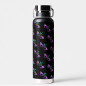 Mardi Gras Mask Paars Green Sparkles Monogram Waterfles (Achterkant)