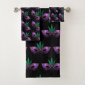 Mardi Gras Mask Paars Green Sparkles patroon Bad Handdoek (Insitu)