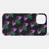Mardi Gras Mask Paars Green Sparkles patroon iPhone Hoesje (Achterkant horizontaal)