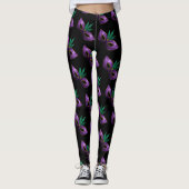 Mardi Gras Mask Paars Green Sparkly patroon zwart Leggings (Voorkant)