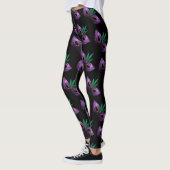 Mardi Gras Mask Paars Green Sparkly patroon zwart Leggings (Links)