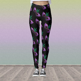 Mardi Gras Mask Paars Green Sparkly patroon zwart Leggings