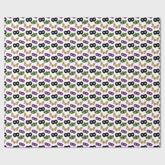 Mardi Gras Mask Paarse Green Faux Gold Zwart Cadeaupapier (Vlak)