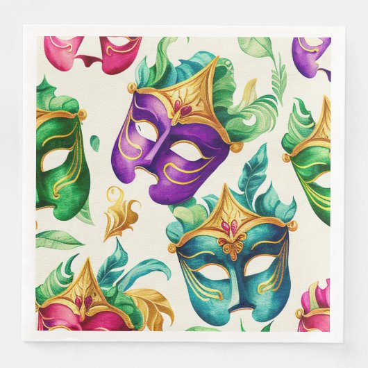 Mardi Gras Mask Paper Dinner Napkins Servet (Voorkant)